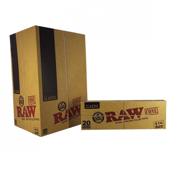 RAW Classic Pre-Roll Cone 1 1/4-84mm/24mm- 20 Pcs/Display