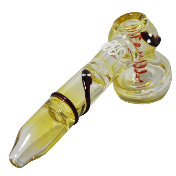 Bubbler Glass 7" Gold Fumed w/Snake Logo