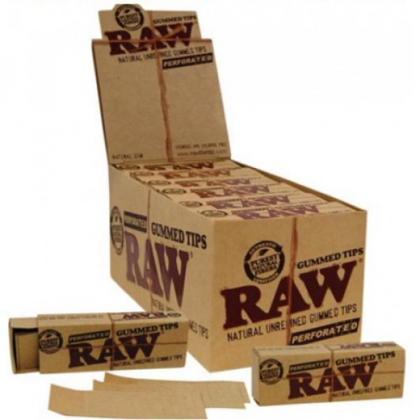 Tips Raw Natural Unrefined Gunned Tips Preforated 24/box