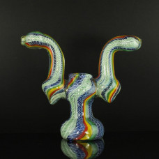 Bubbler Glass 7" Rasta & Mixed Color w/ Double Mouth
