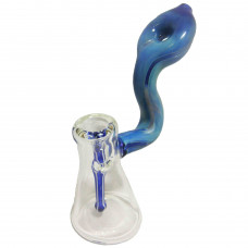 Bubbler Glass Large In Blue & Clear Color