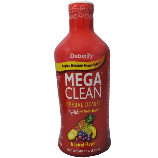 Detoxify Mega Clean 32oz Bottle Tropical Fruit Flavor