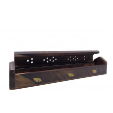 Wooden Incense Burner Box Coffin Hinged Style 10INCH