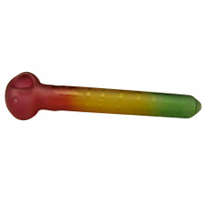 Pipe Glass 10" Spoon Frosted Rasta Colors W/Bob Marley Desig
