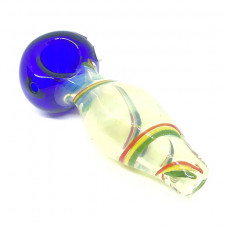 Pipe Glass 4" Spoon W/Rasta Coloring