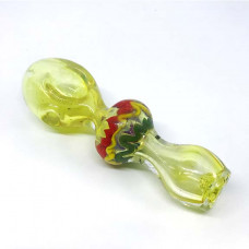 Pipe Glass 4" Inside Out Clear W/Rasta Accent Colors