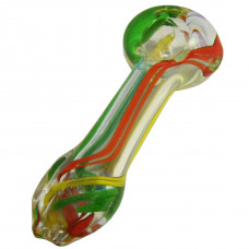 Pipe Glass 3.5" Inside Out Clear W/Rasta Color Accents