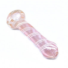 Pipe Glass 5" Pink W/ White Accent Lines