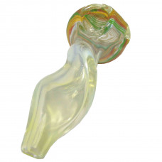Pipe Glass 4" Twisted Handle W/Rasta Accent Colors