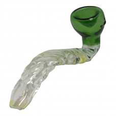 Pipe Glass Sherlock W/Twisted Handle W/Green Accent Color