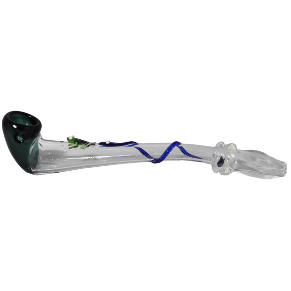 Gandalf Pipe Glass 8" Clear Handle w/Snake & Frog