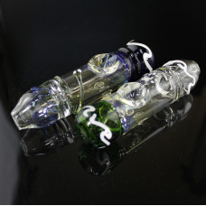 Steam Roller Glass 5" Clear Handle w/Snake & Colored Top