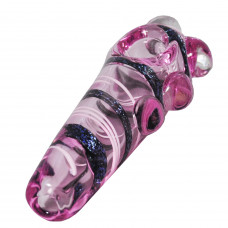 Pipe Glass 5" Pink w/Glitter & White Spyral