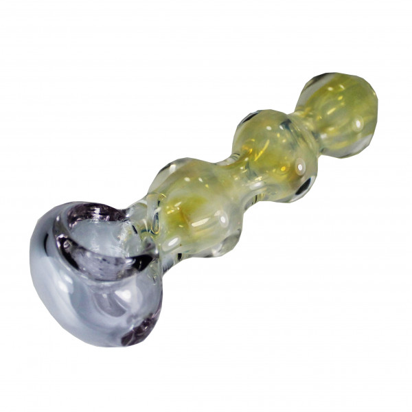 Pipe Glass 4" I/O Gold Fumed w/3 Bubbles Heavy