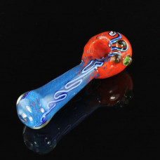 Pipe Glass 5" Frosted Rasta w/3 Knobs