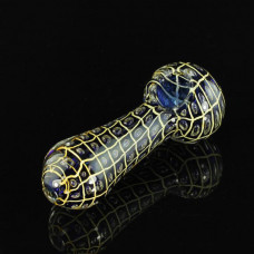 Pipe Glass 5" Blue & Yellow Web w/White Murble design