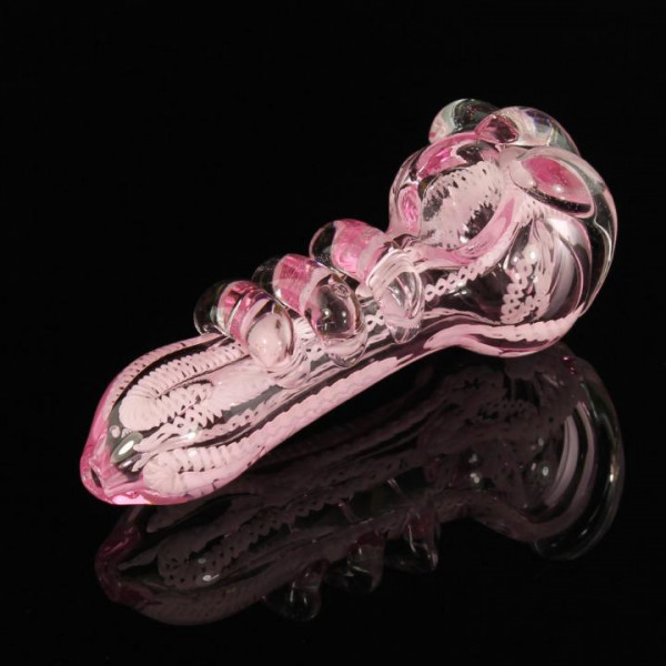 Pipe Glass 5" Heavy Pink w/3 Fingers