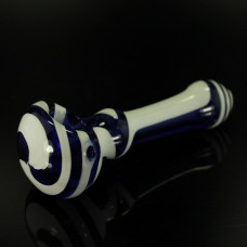 Pipe Glass 5" Blue & White Zigzag