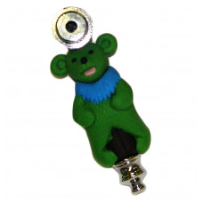 Pipe Metal Femo 3" Green Teddy Bear.