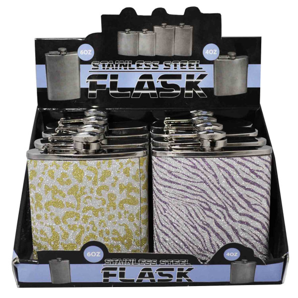 Flask Stainless Steel 6oz Asst Printed Colors