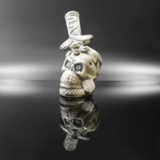 Ceramic Water Pipe Skull with Knife Wrapped Around w/Snake