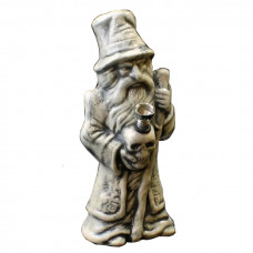Ceramic Water Pipe 9.5" Wizard w/Skull in Hand