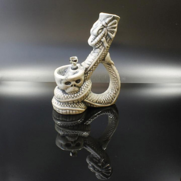 Ceramic Water Pipe 9.5" Snake & Skull