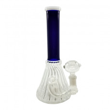 Water Pipe GOG 10"  Clear Flower Base W/Blue Top