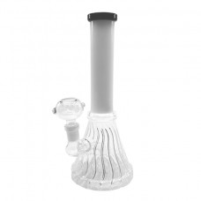 Water Pipe GOG 10"  Clear Flower Base w/White Top