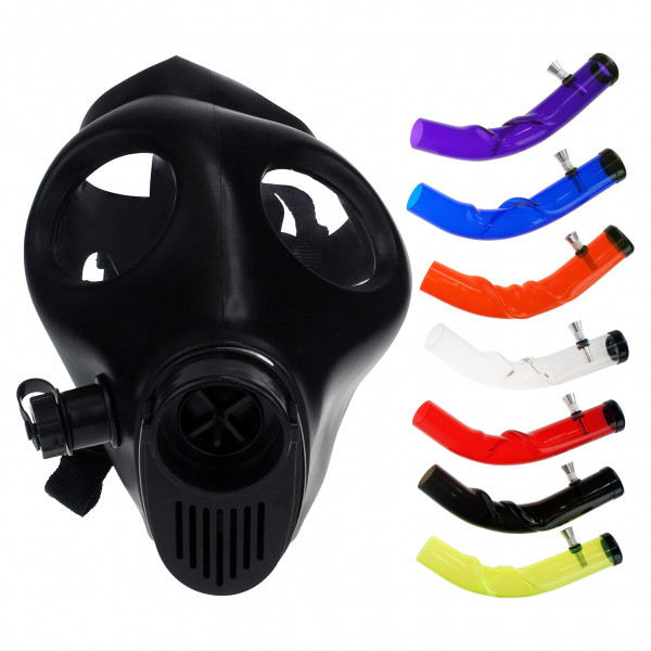 Gas Mask w/Curved Acrylic Pipe  Black Color
