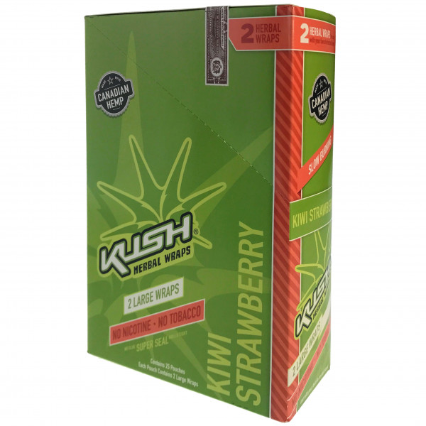 Rolling Papers Kush Wraps "Kiwi Strawberry" 2 Pouch -25/ct