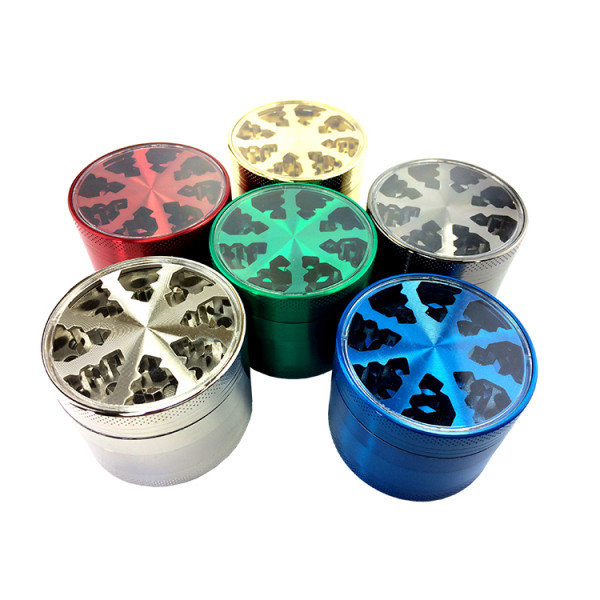 Grinder Metal 4pc 55mm Glass Top W/Lighting Wheel Style Mix
